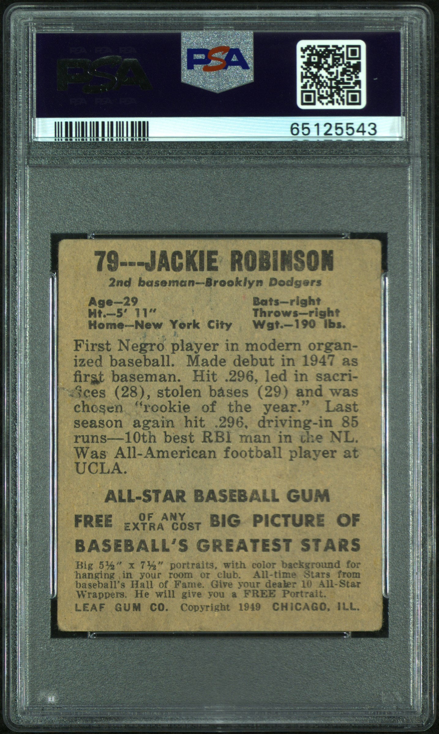 1948 Leaf Jackie Robinson #79 PSA 1