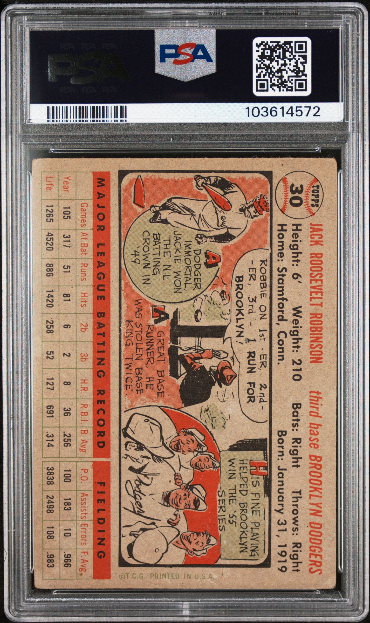 1956 Topps Jackie Robinson #30 Gray Back PSA 1.5