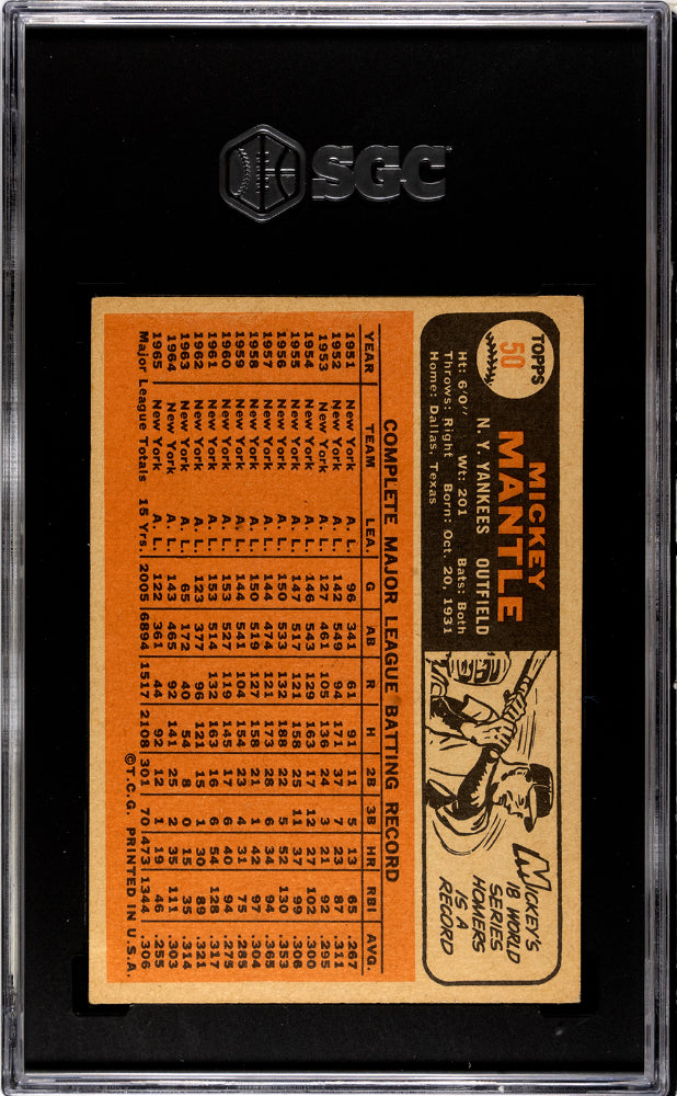 1966 Topps Mickey Mantle #50 SGC 4