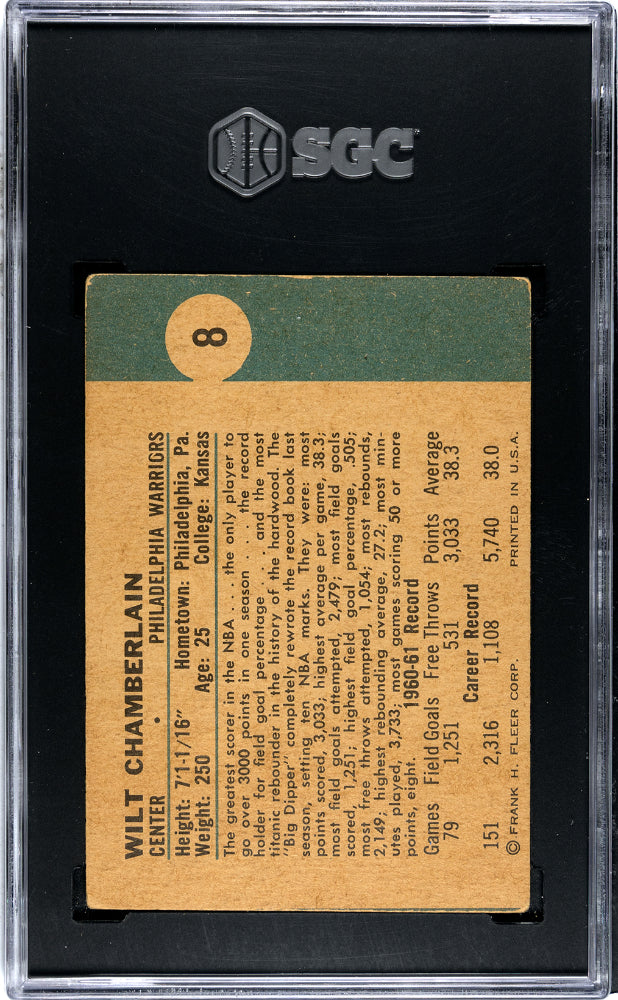 1961 Fleer Wilt Chamberlain #8 SGC A