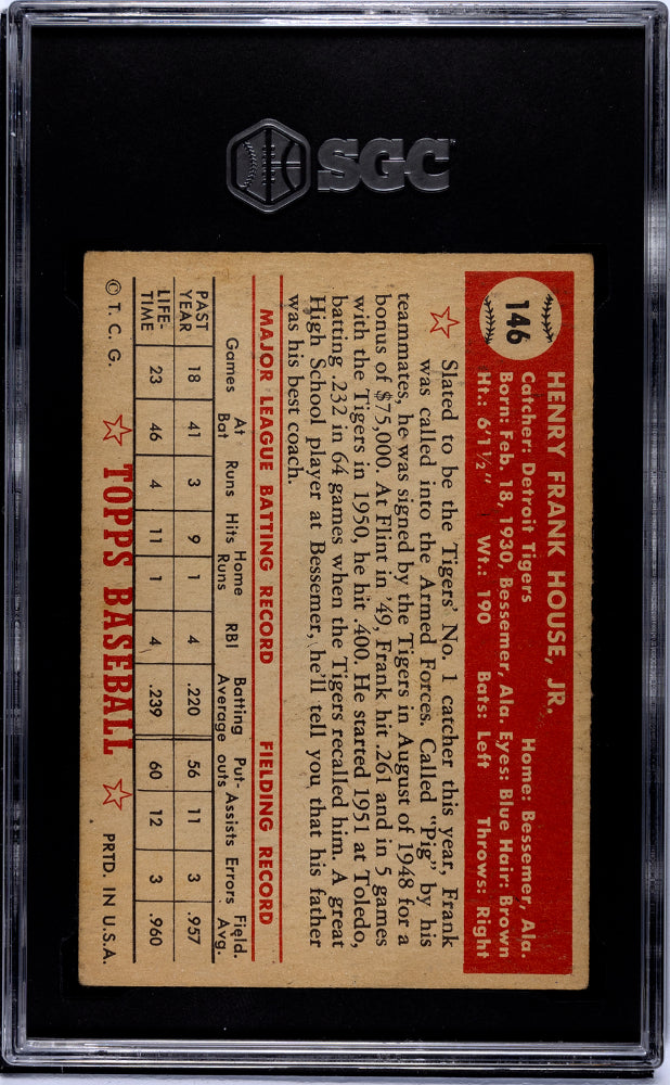 1952 Topps Frank House #146 Yellow Tiger SGC 3