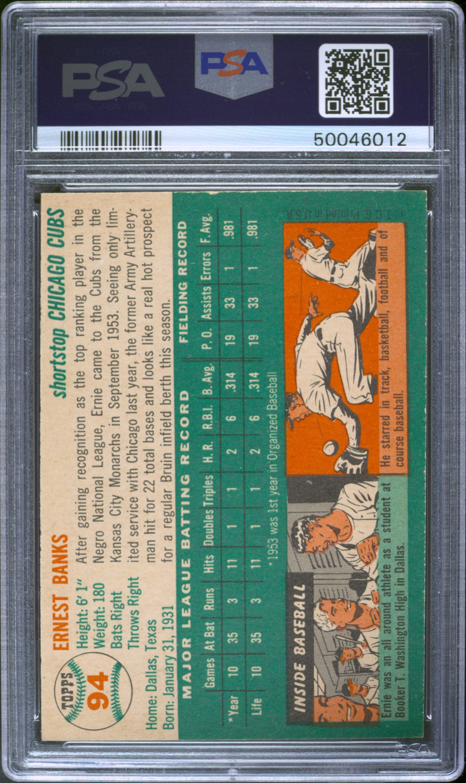 1954 Topps Ernie Banks #94 PSA 8