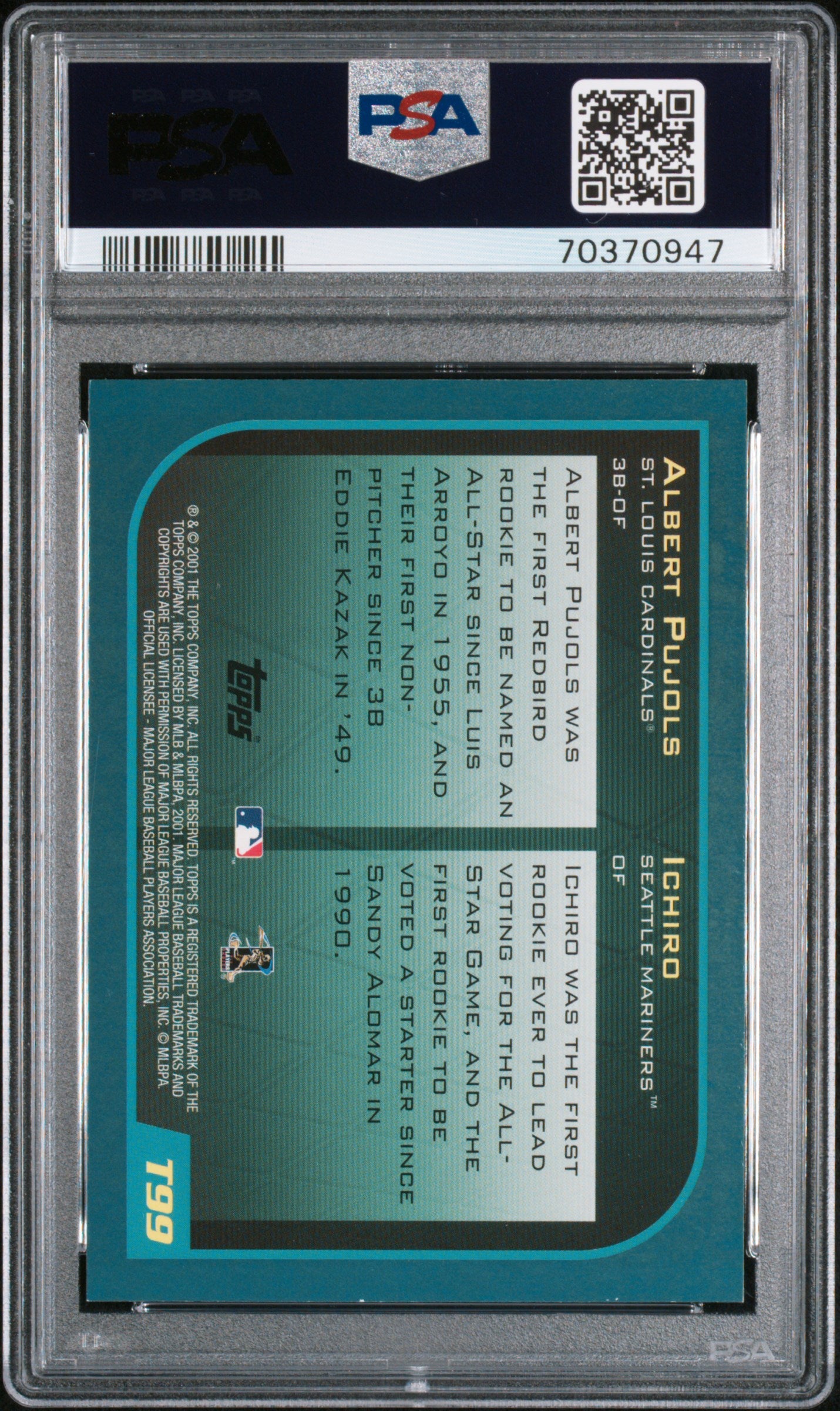 2001 Topps Traded A. Pujols Ichiro #T99 PSA 9