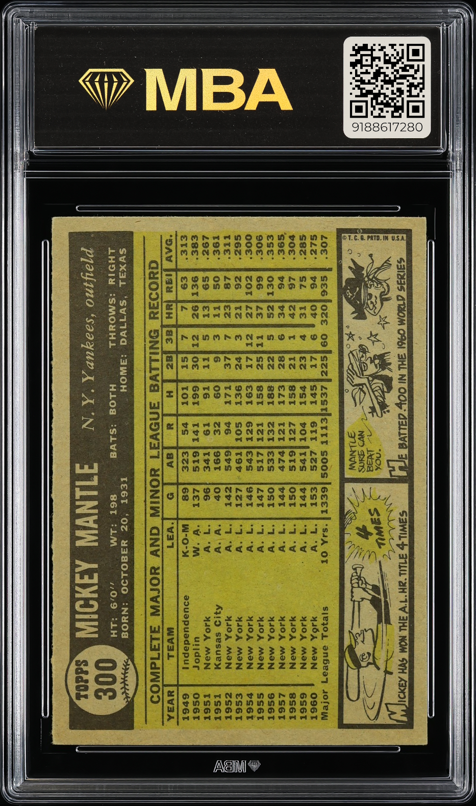 1961 Topps Mickey Mantle #300 MBA 6