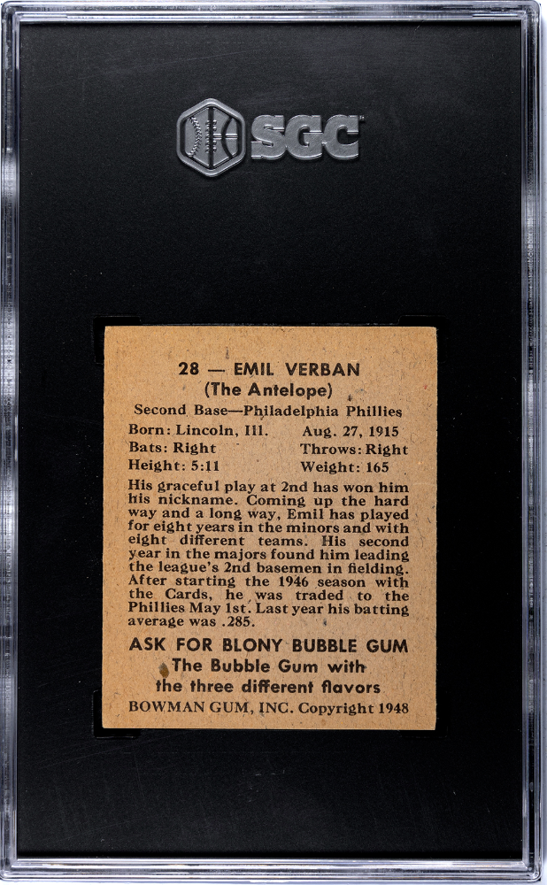 1948 Bowman Emil Verban #28 SGC 5
