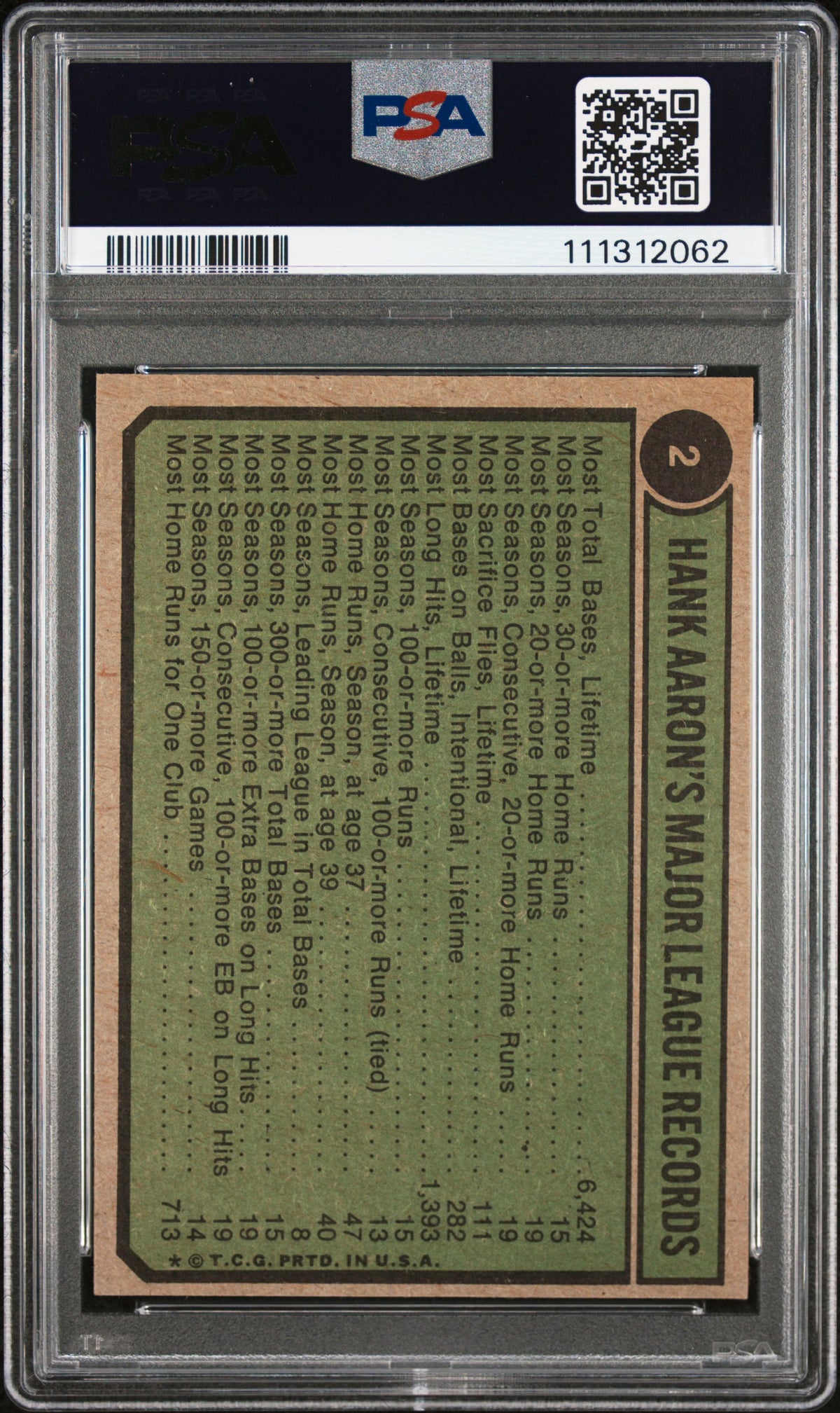 1974 Topps Hank Aaron #2 Aaron Special 1954 57 PSA 9