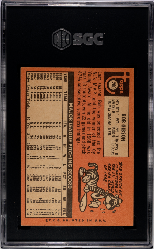 1969 Topps Bob Gibson #200 SGC 7
