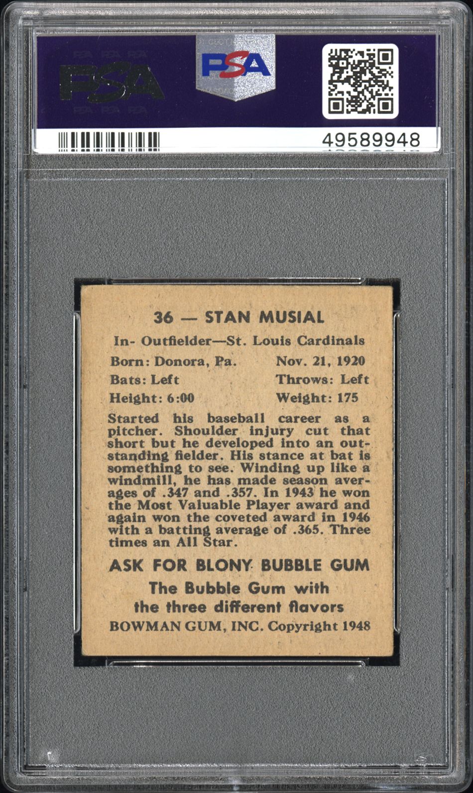 1948 Bowman Stan Musial #36 PSA 5.5