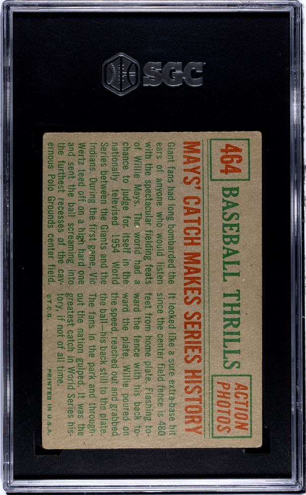 1959 Topps Mays' Catch #464 Baseball Thrills SGC 3.5