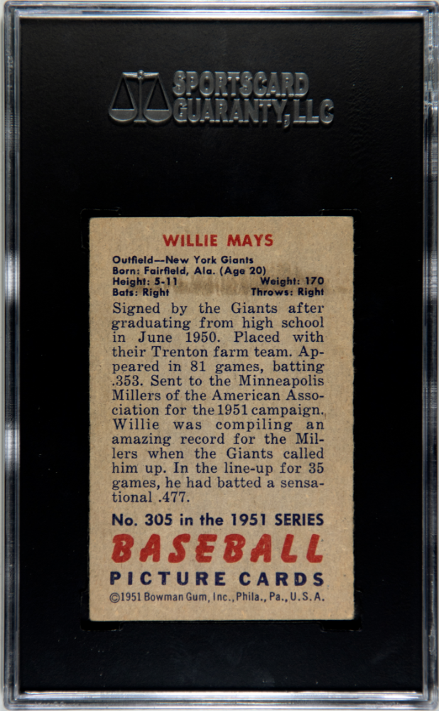 1951 Bowman Willie Mays #305 SGC 4.5