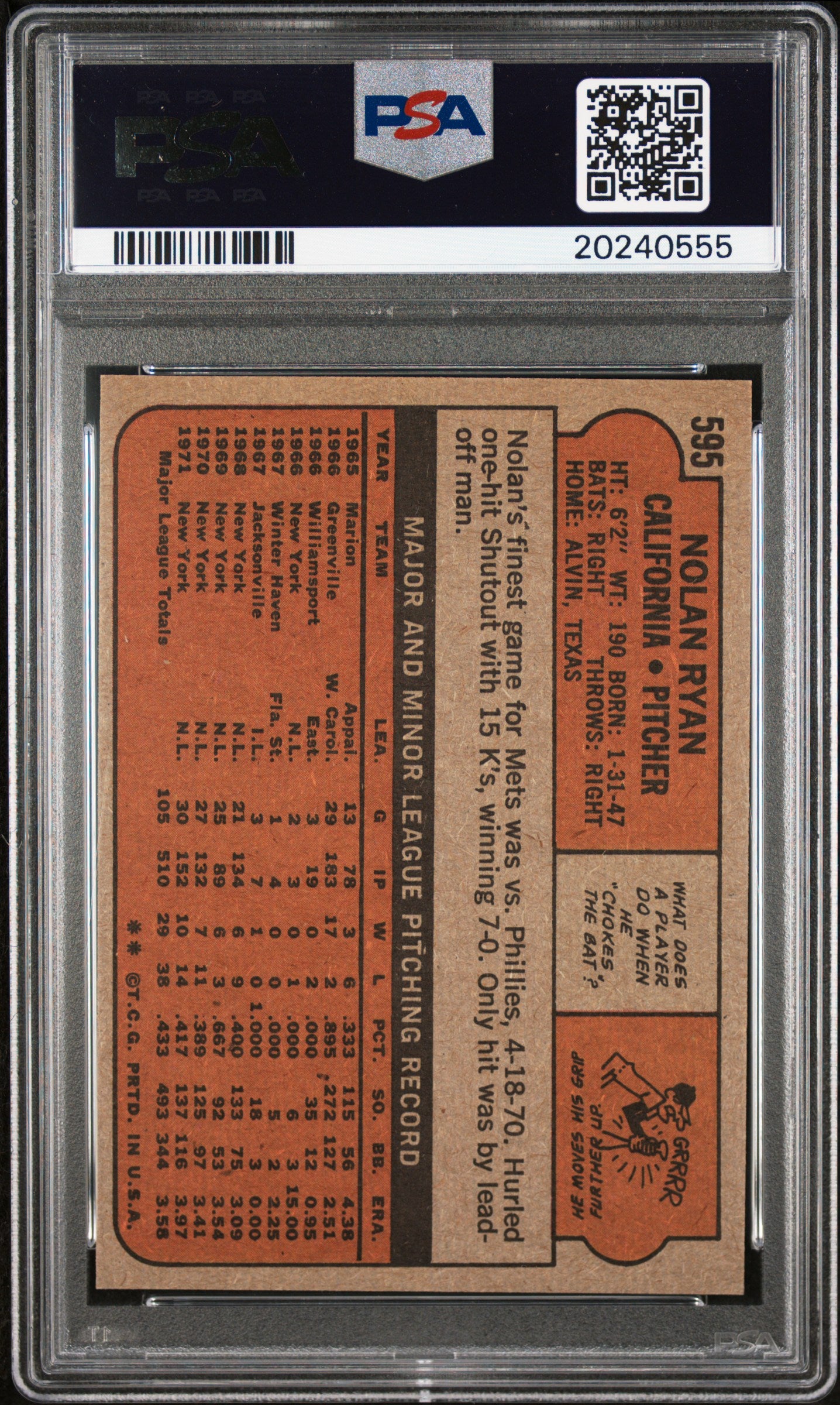 1972 Topps Nolan Ryan #595 PSA 9