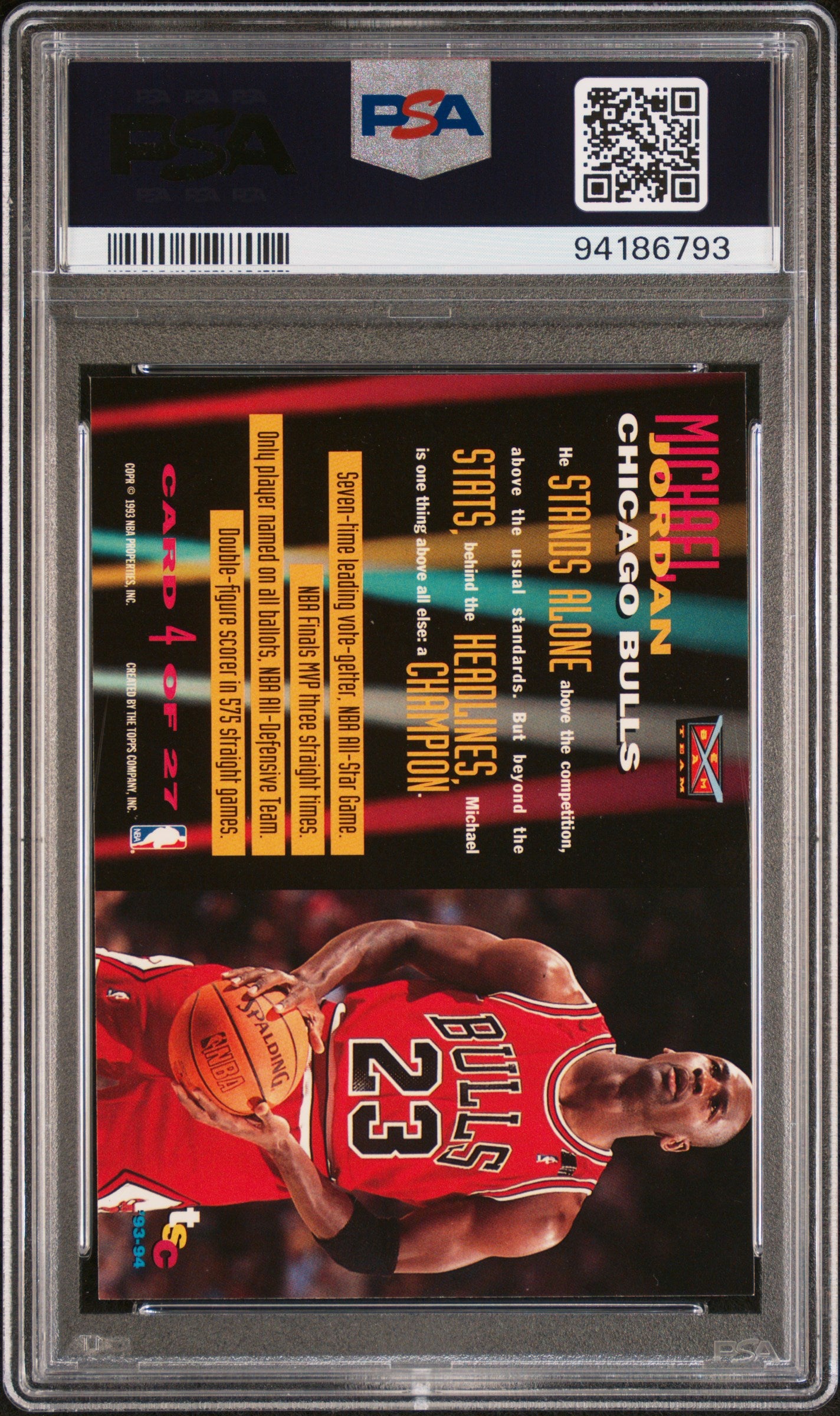 1993 Stadium Club Beam Team Michael Jordan #4 PSA 9