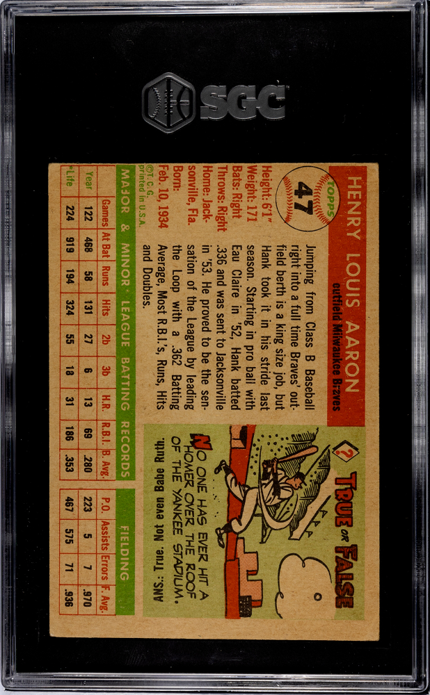 1955 Topps Hank Aaron #47 SGC 4