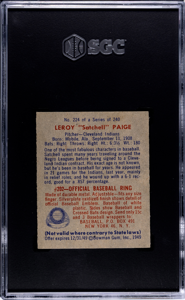 1949 Bowman Satchell Paige #224 SGC 7