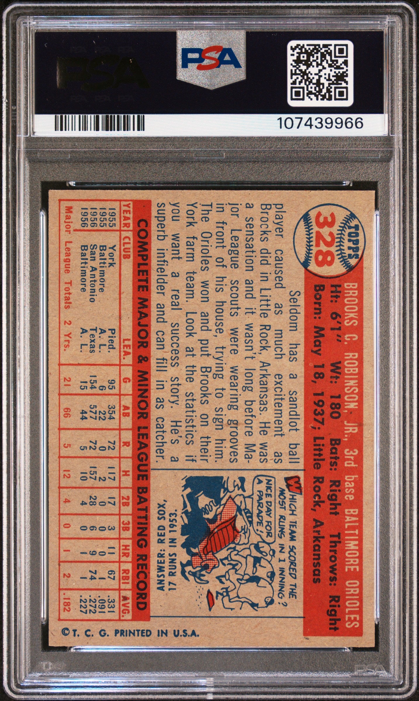 1957 Topps Brooks Robinson #328 PSA 8