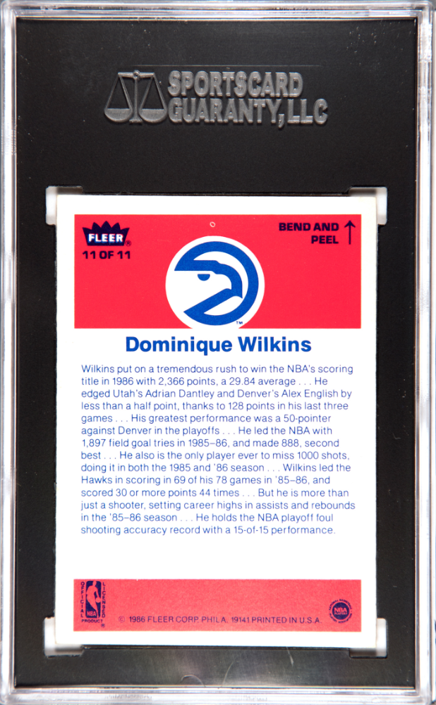 1986 Fleer Sticker Dominique Wilkins #11 SGC 8.5
