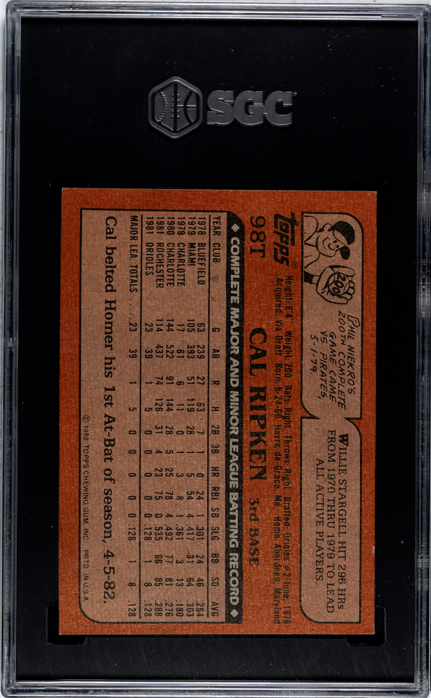 1982 Topps Traded Cal Ripken #98T SGC 3.5