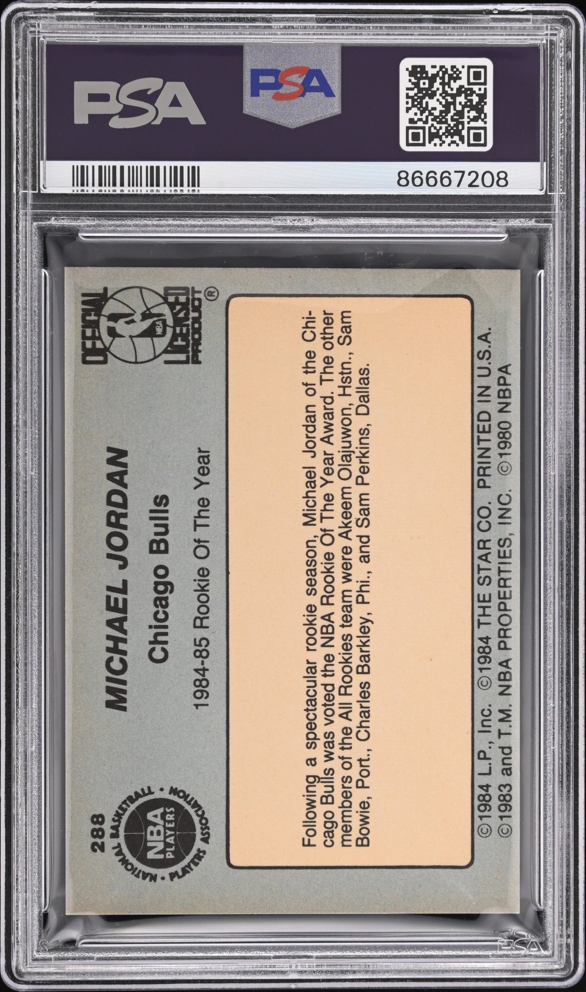 1984 Star Michael Jordan #288 PSA 6