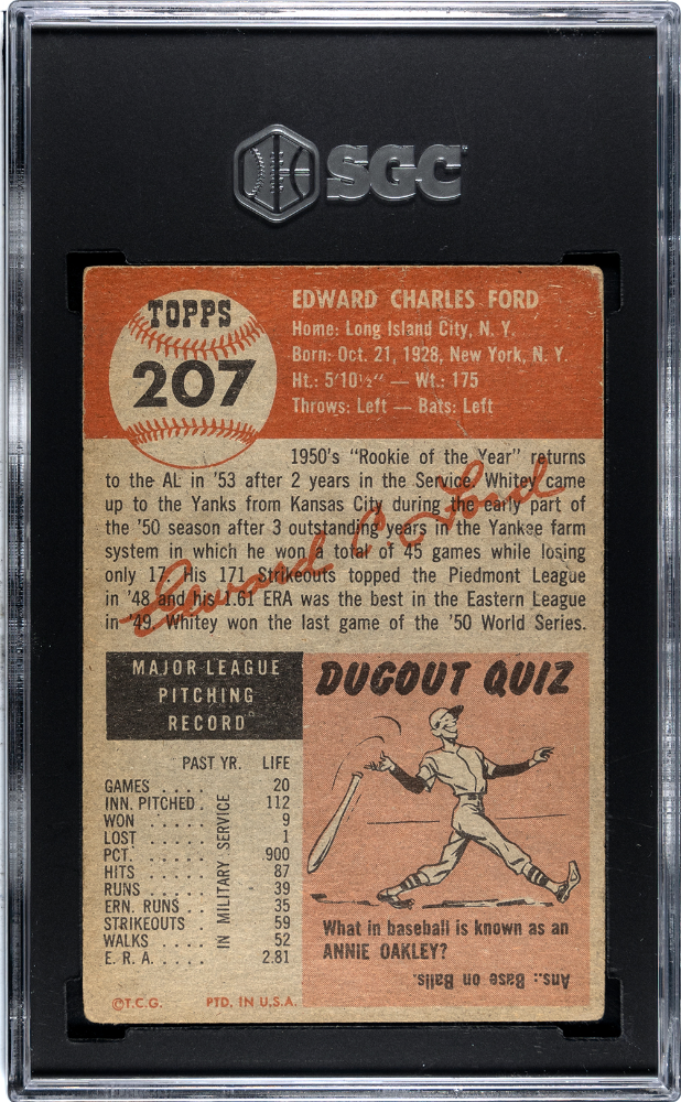 1953 Topps Whitey Ford #207 SGC 1.5