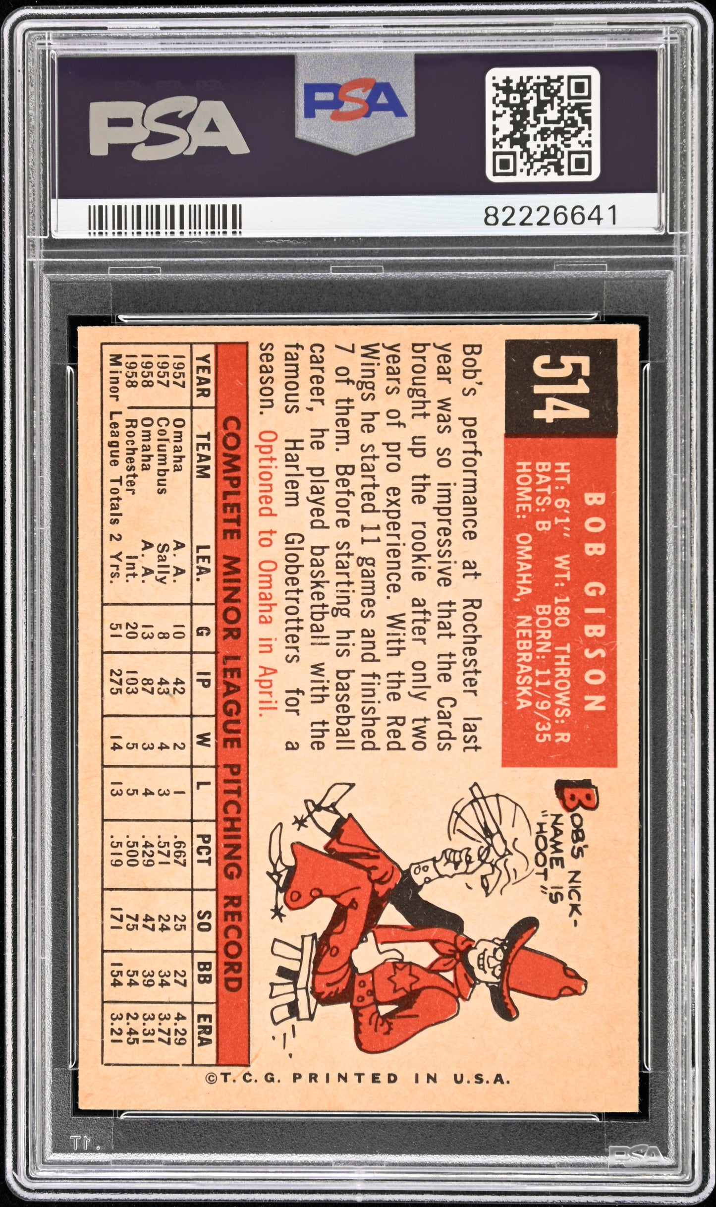 1959 Topps Bob Gibson #514 PSA 7.5