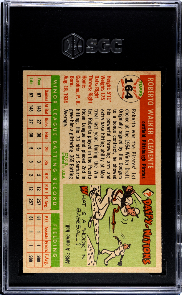1955 Topps Roberto Clemente #164 SGC 3