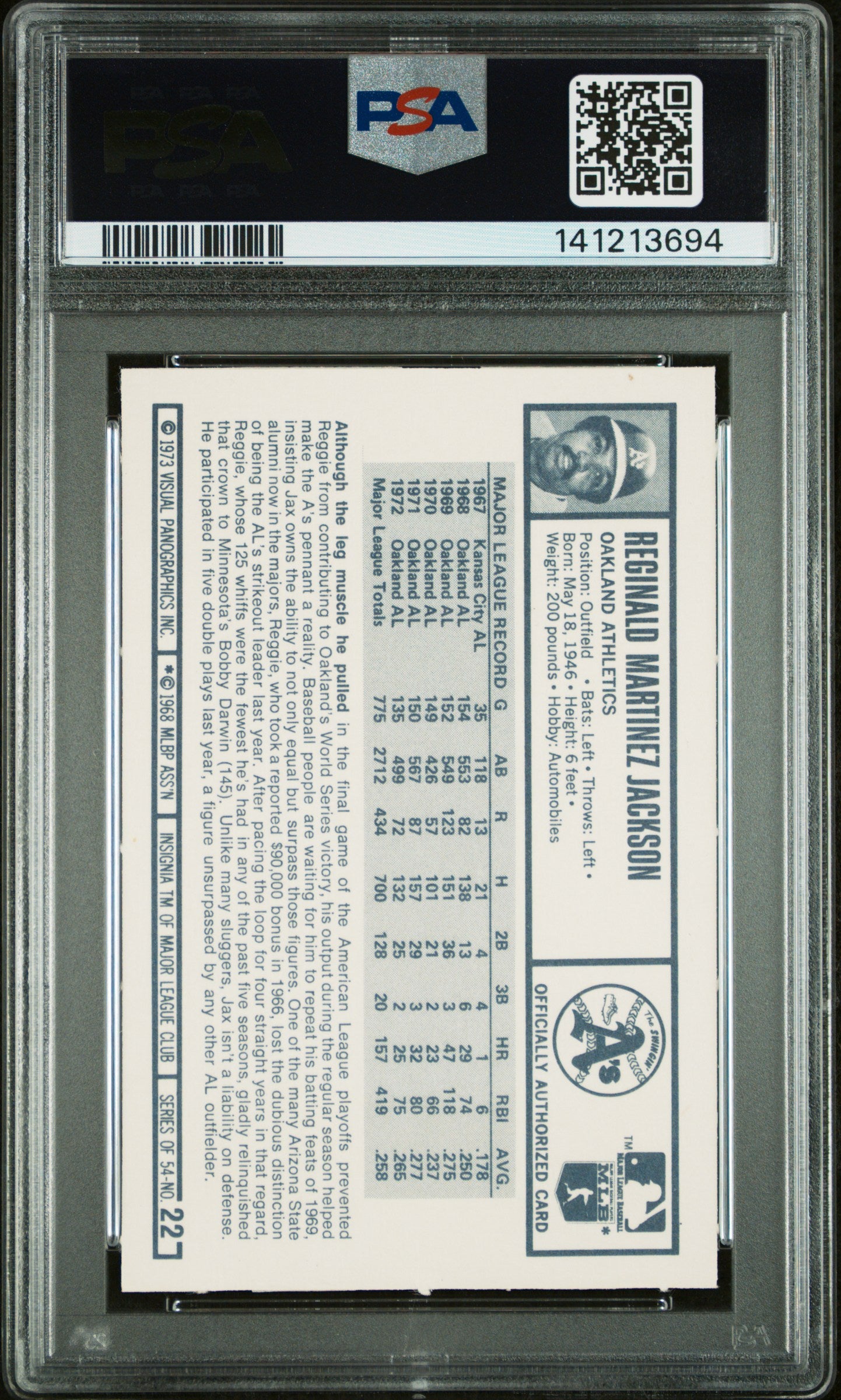 1973 Kellogg's Reggie Jackson #22 PSA 8