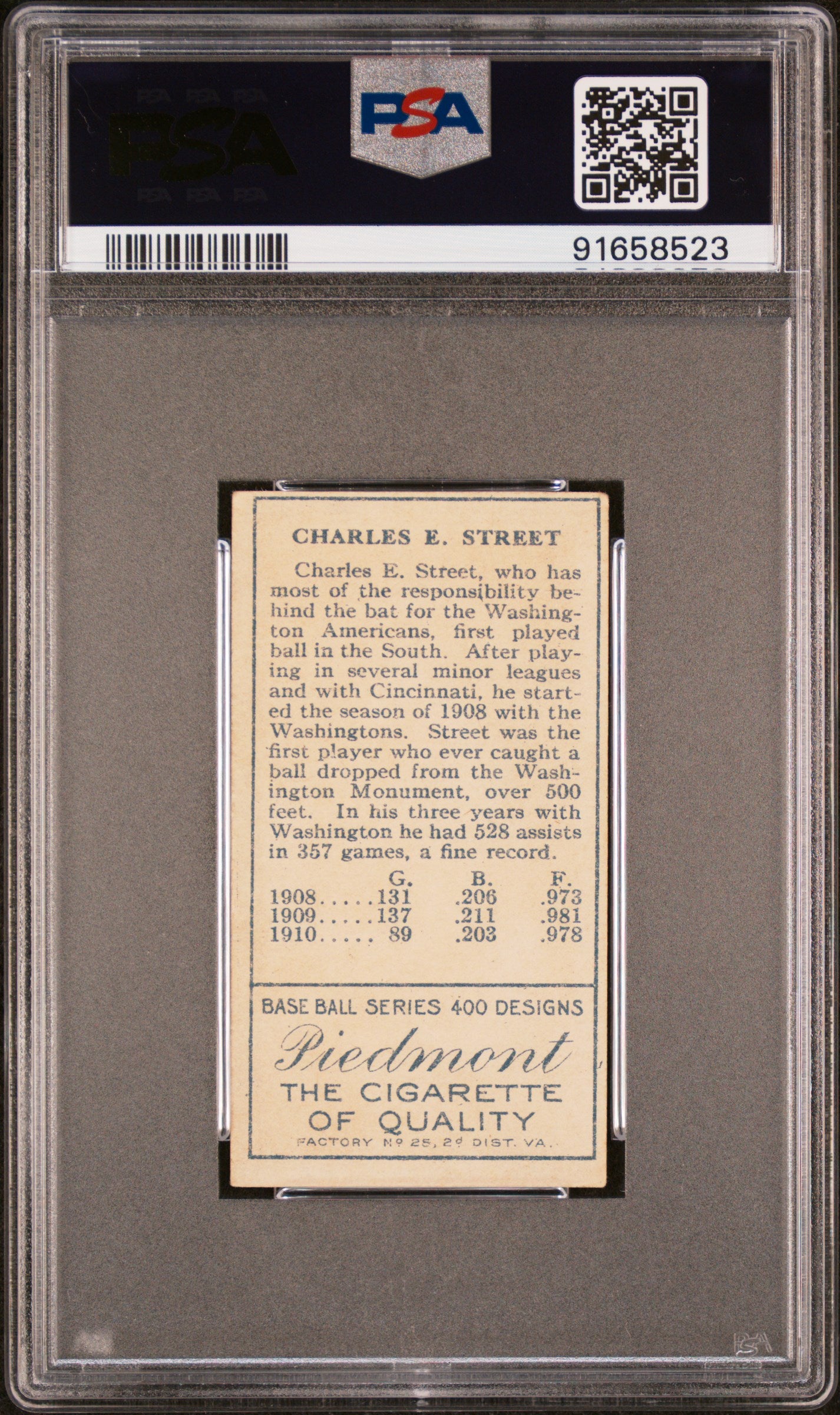 1911 T205 Gold Border Gabby Street PSA 3.5