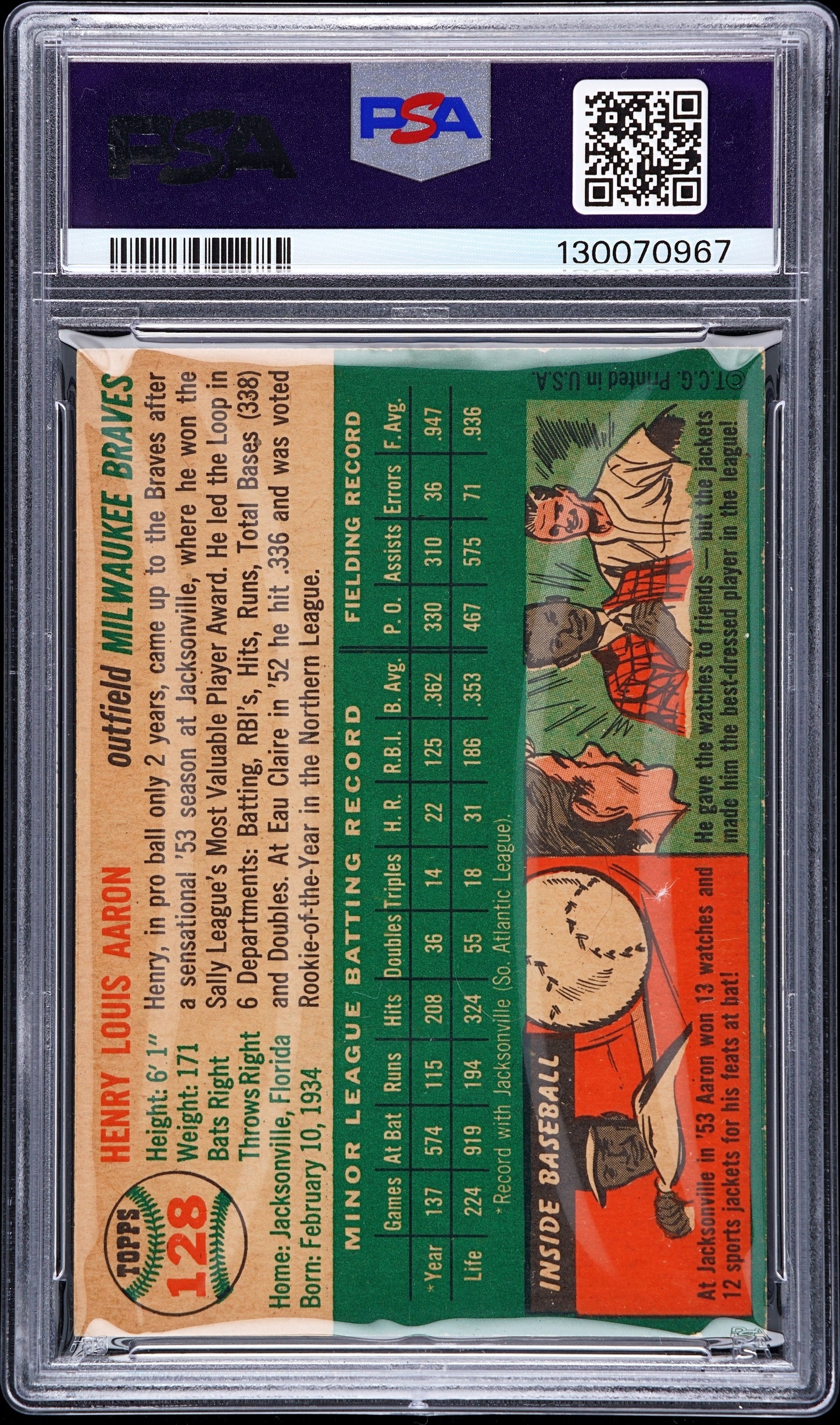 1954 Topps Henry Aaron #128 PSA 4