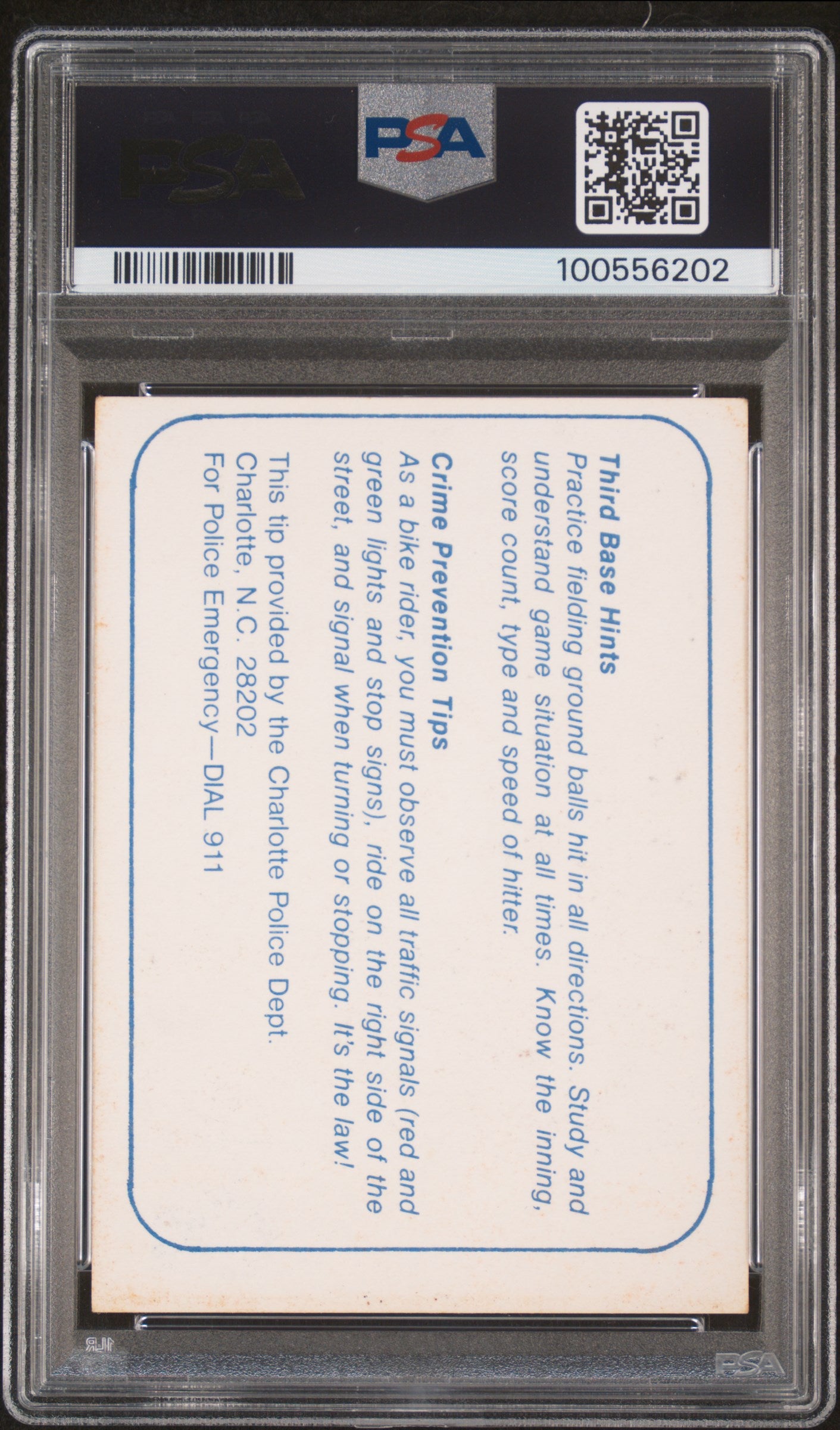 1980 Charlotte O's Police-Orange Border Cal Ripken JR. PSA 3