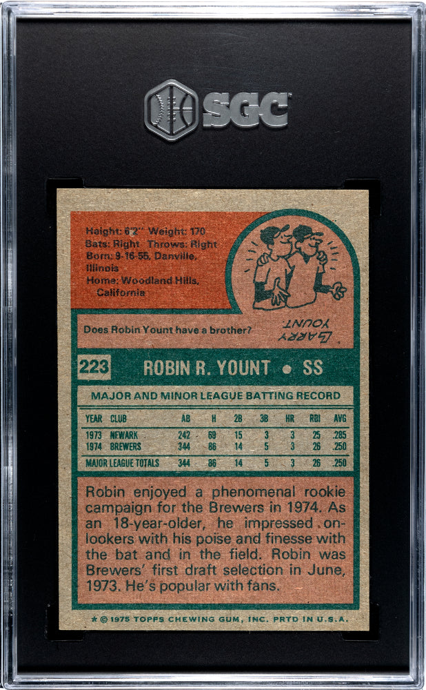 1975 Topps Robin Yount #223 SGC 7.5