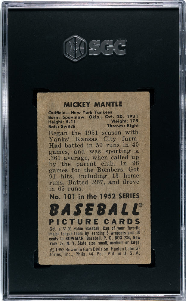 1952 Bowman Mickey Mantle #101 SGC 2