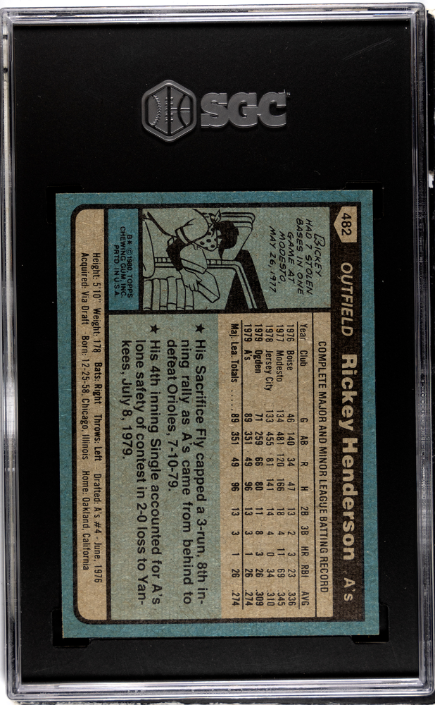 1980 Topps Rickey Henderson #482 SGC 9