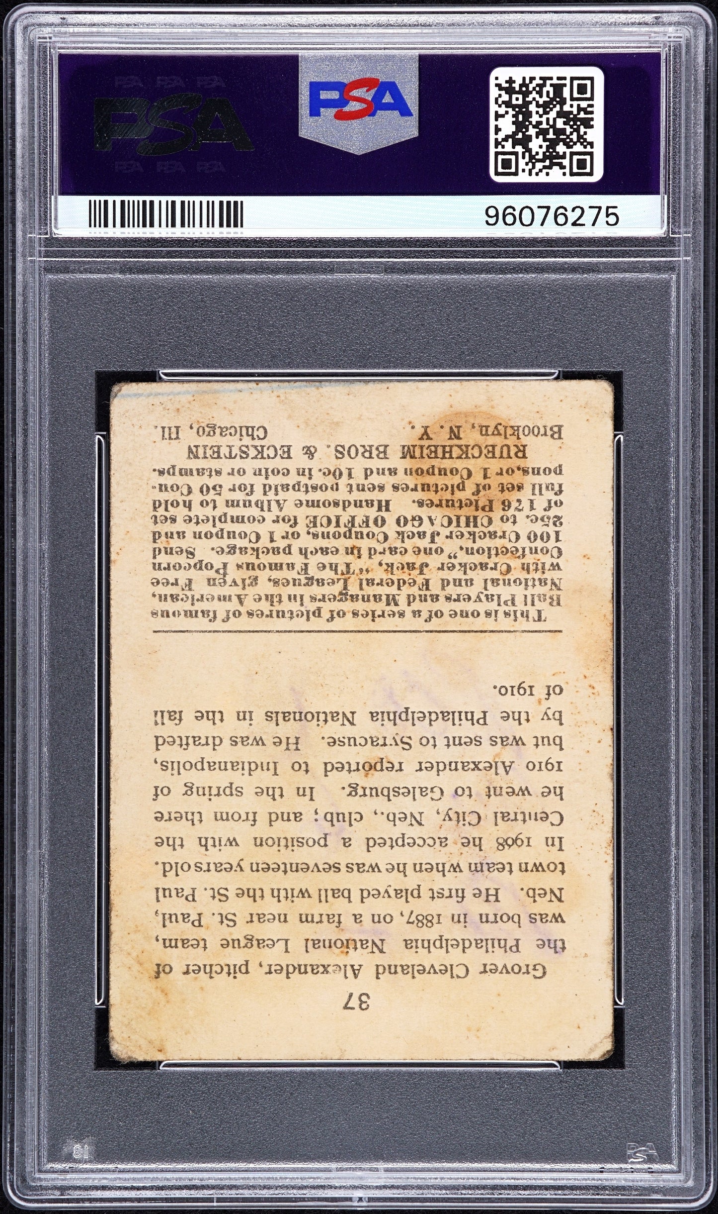 1915 Cracker Jack Grover Alexander #37 PSA 2