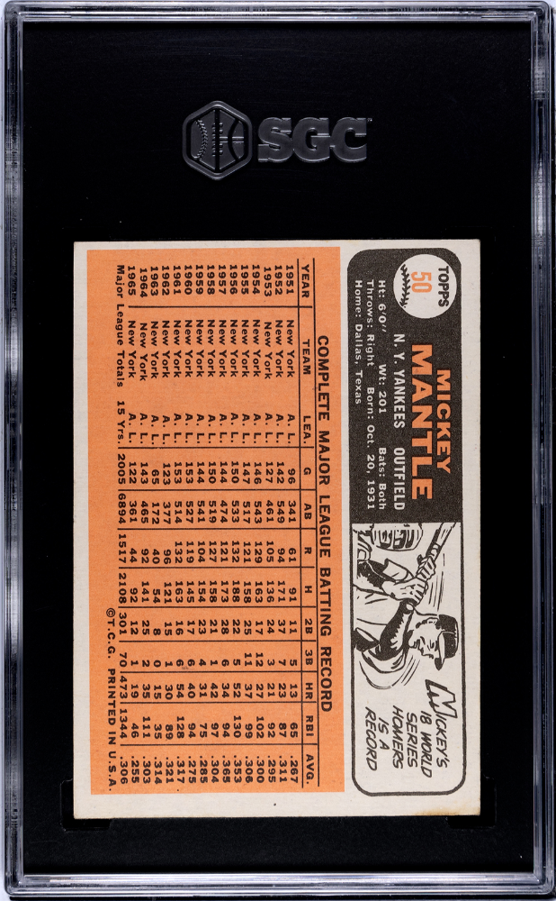 1966 Topps Mickey Mantle #50 SGC 6