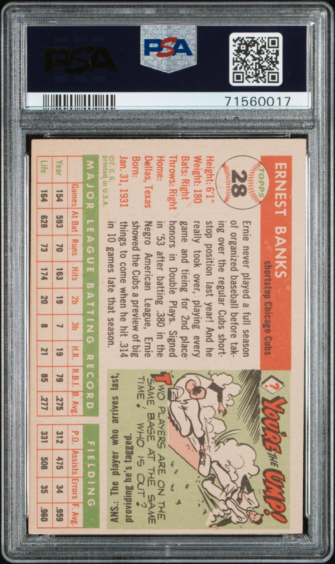 1955 Topps Ernie Banks #28 PSA 6
