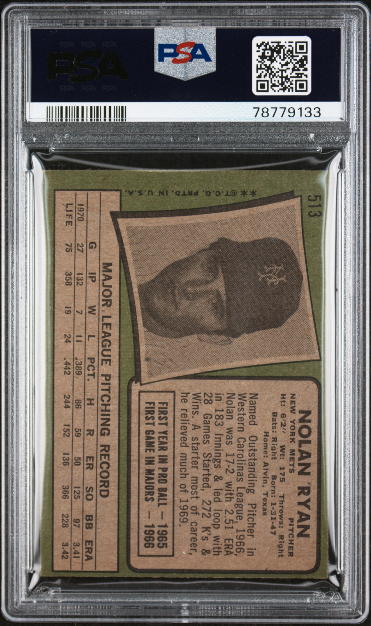 1971 Topps Nolan Ryan #513 PSA 4