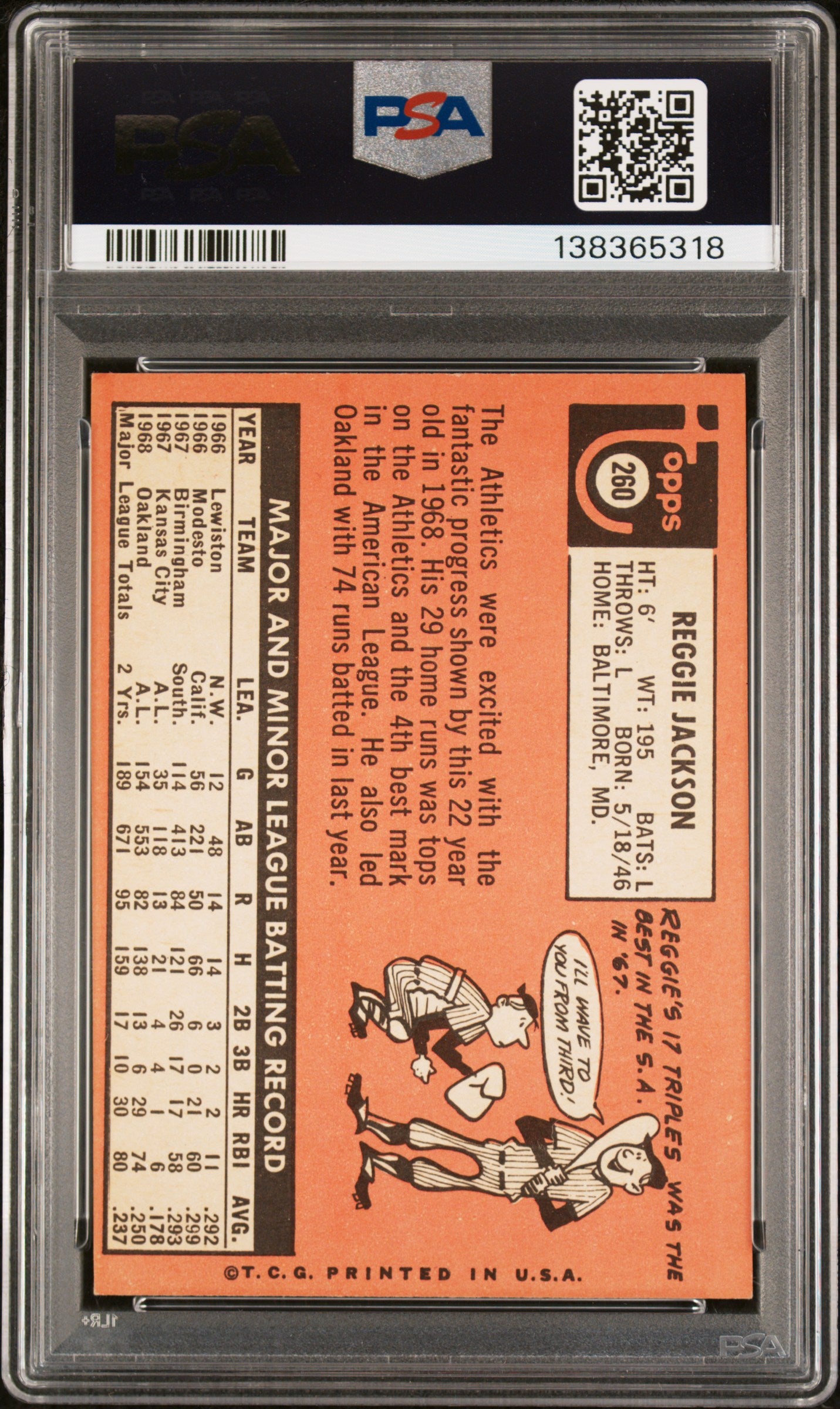 1969 Topps Reggie Jackson #260 PSA 7.5