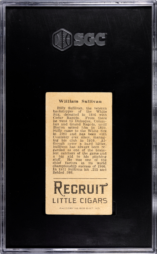 1912 Recruit Little Cigars (T207) William Sullivan SGC 2.5