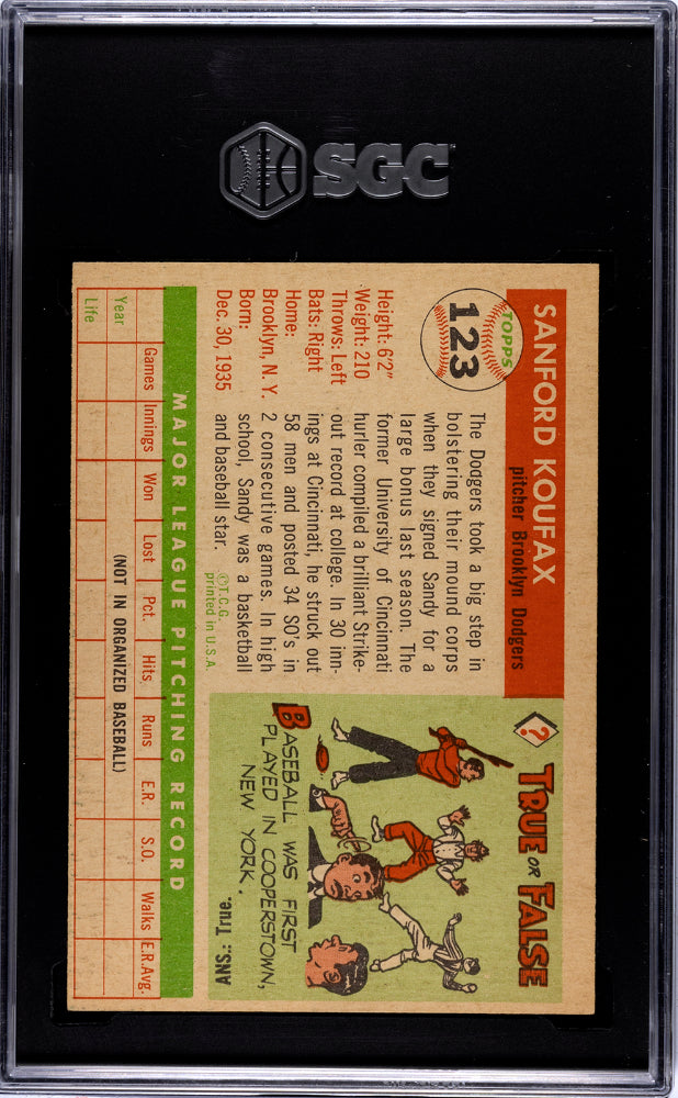 1955 Topps Sandy Koufax #123 SGC 7