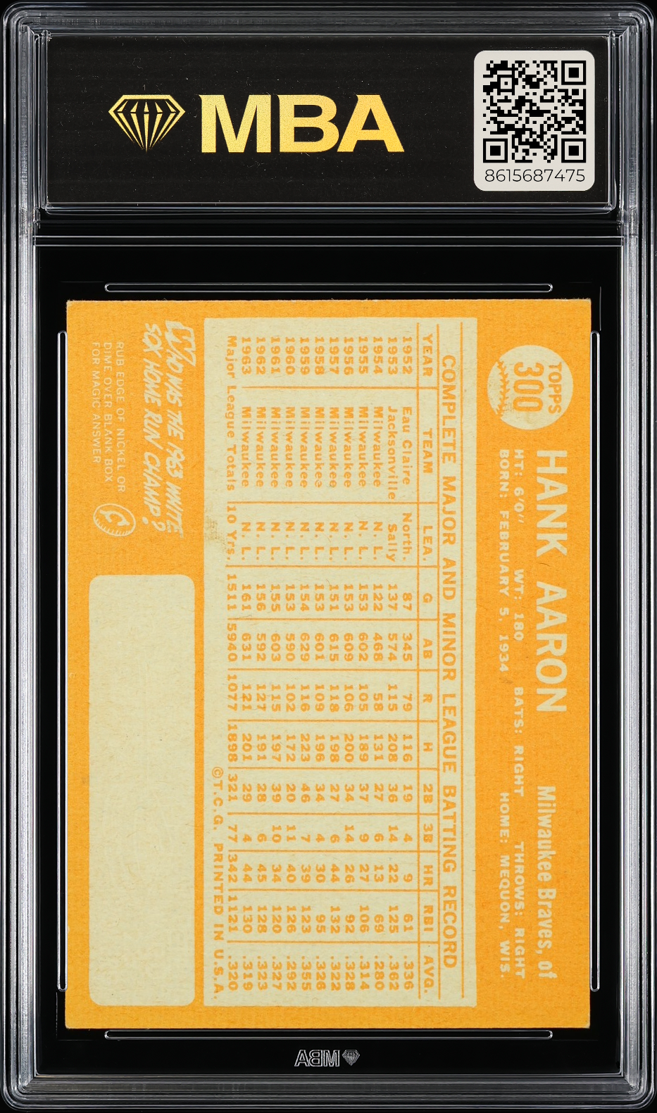 1964 Topps Hank Aaron #300 MBA 4.5