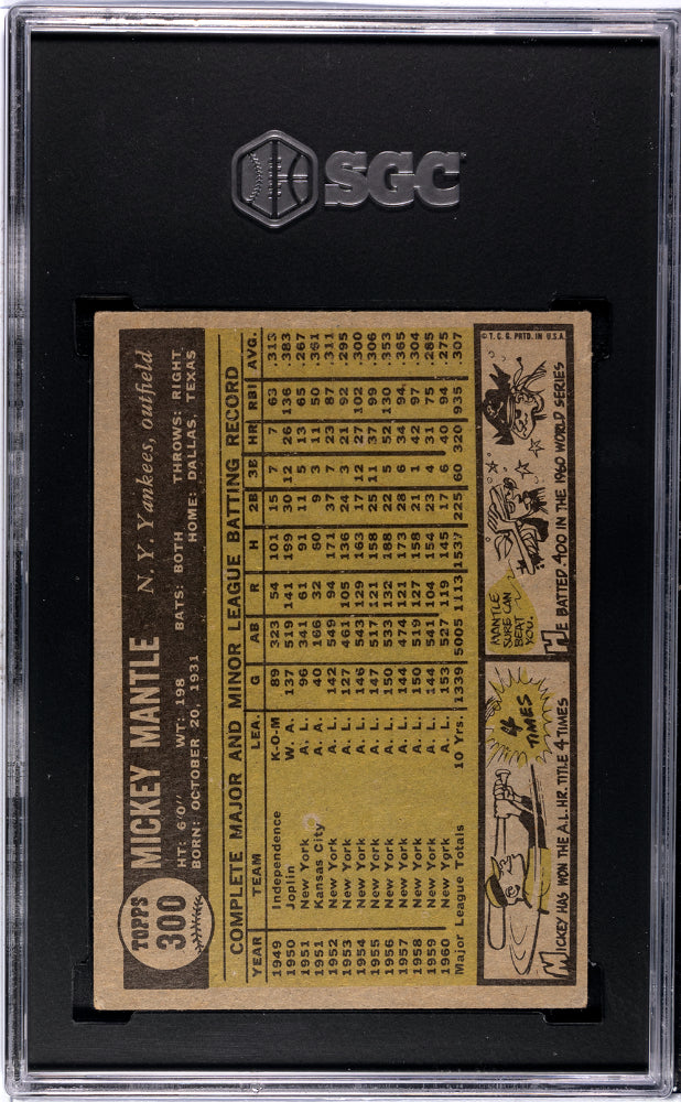 1961 Topps Mickey Mantle #300 SGC 3