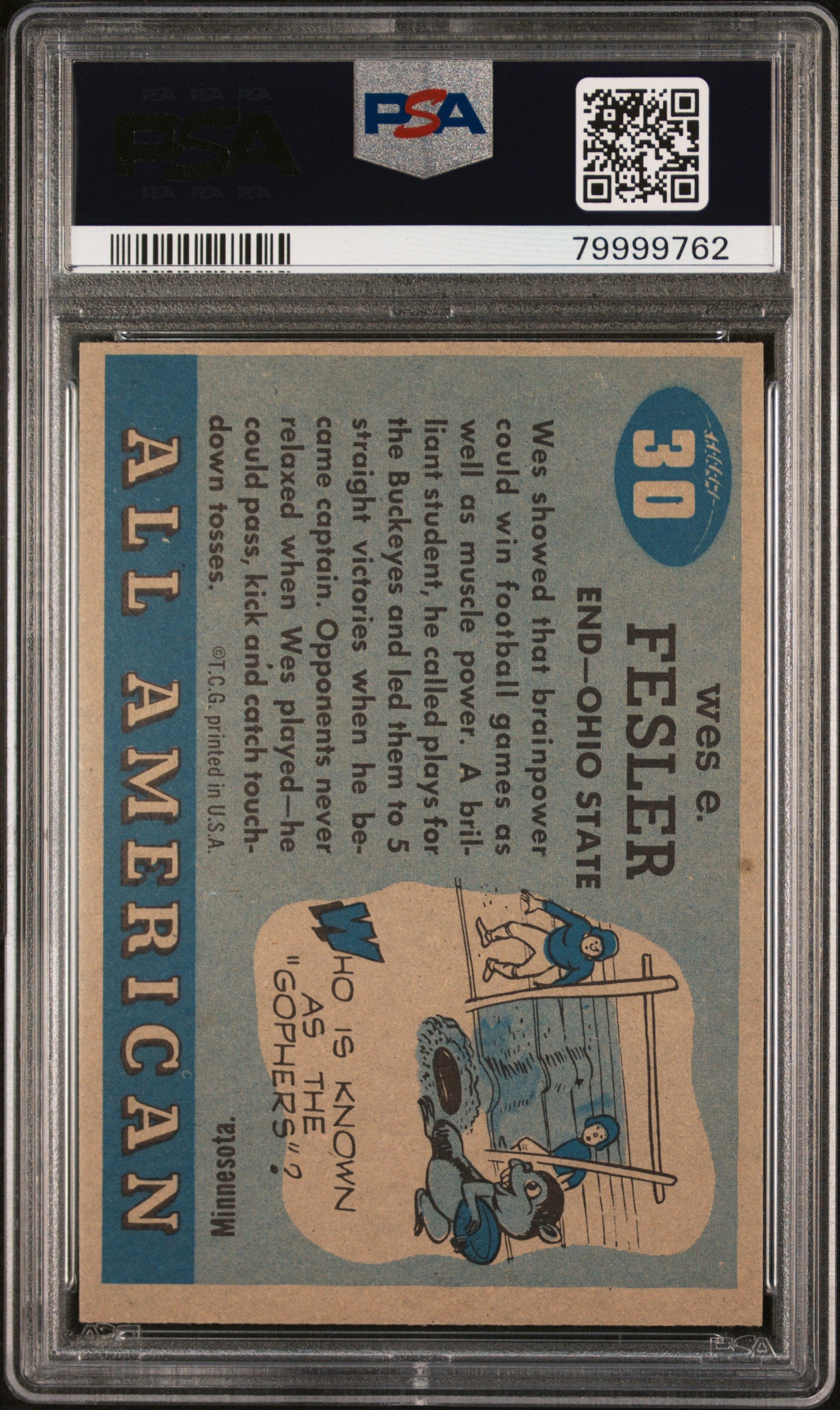 1955 Topps All-Amer. Wes E. Fesler #30 PSA 7