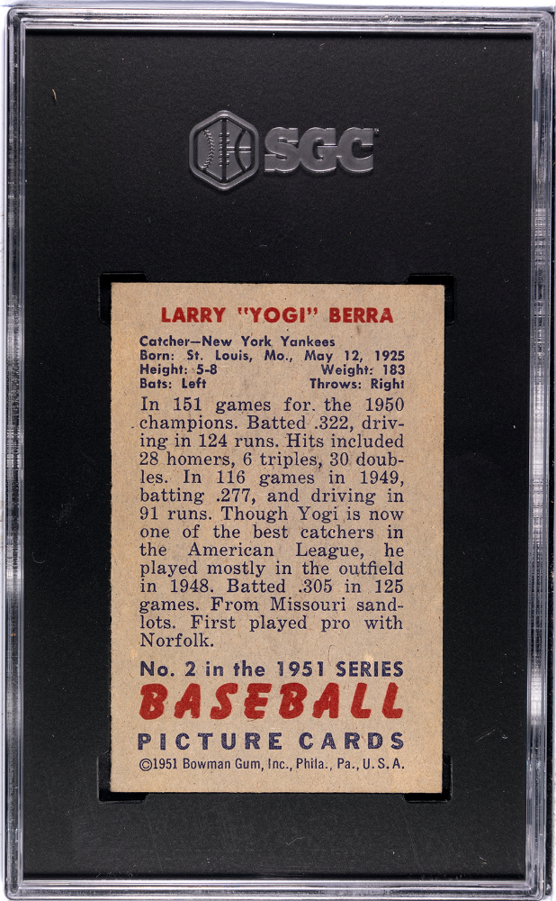 1951 Bowman Yogi Berra #2 SGC 5