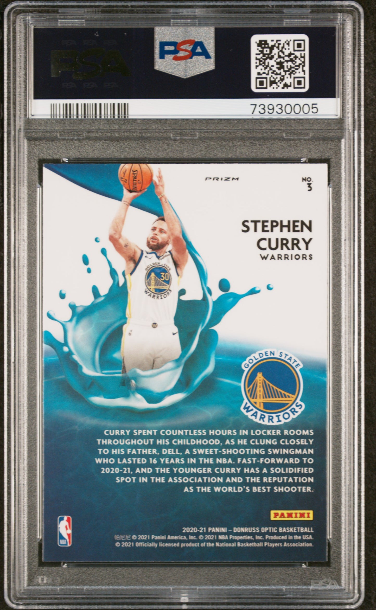 2020 Panini Donruss Optic Splash! Stephen Curry #3 Holo PSA 10 Auto 10