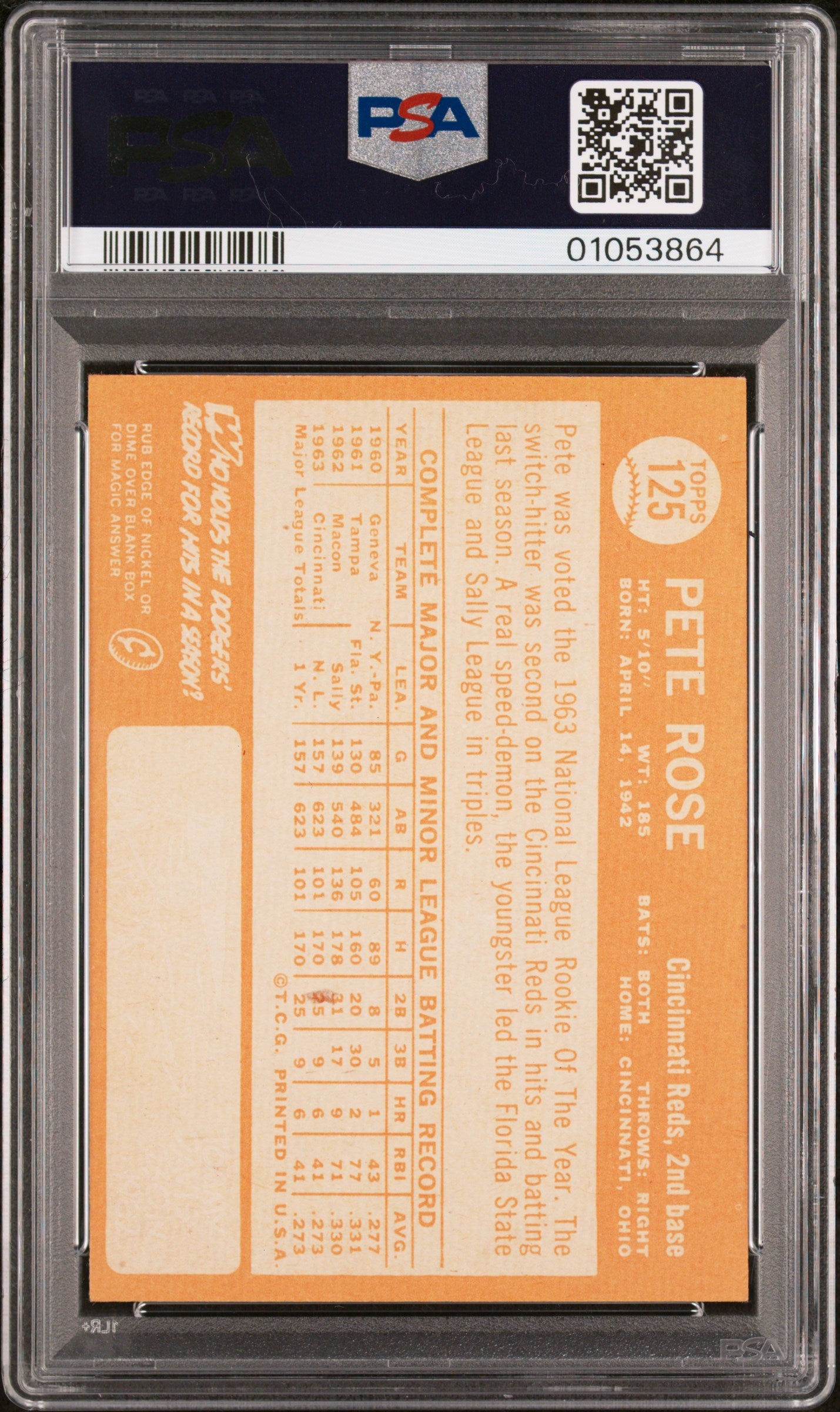 1964 Topps Pete Rose #125 All Star Rookie PSA 7