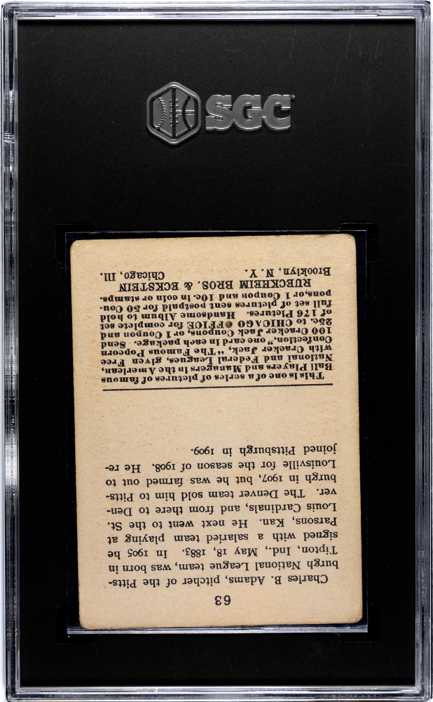 1915 Cracker Jack Charles Adams #63 SGC 1.5
