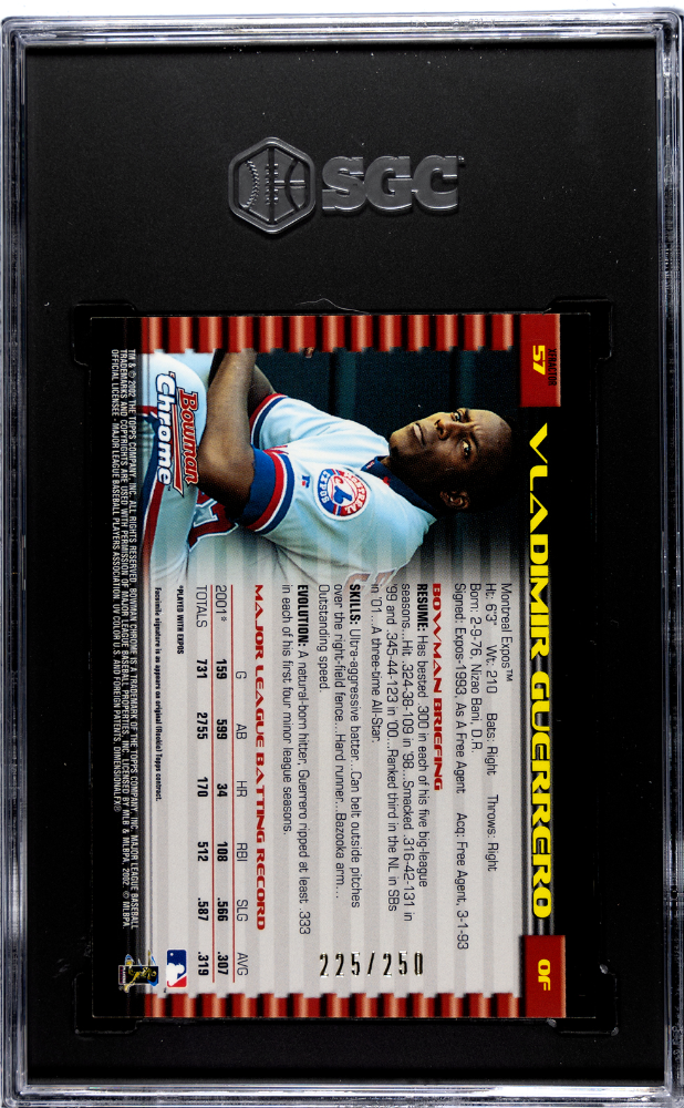 2002 Bowman Chrome Vladimir Guerrero #57 Xfractor 250 SGC 9
