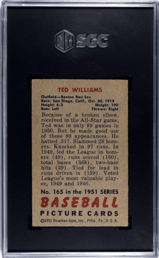 1951 Bowman Ted Williams #165 SGC 4.5