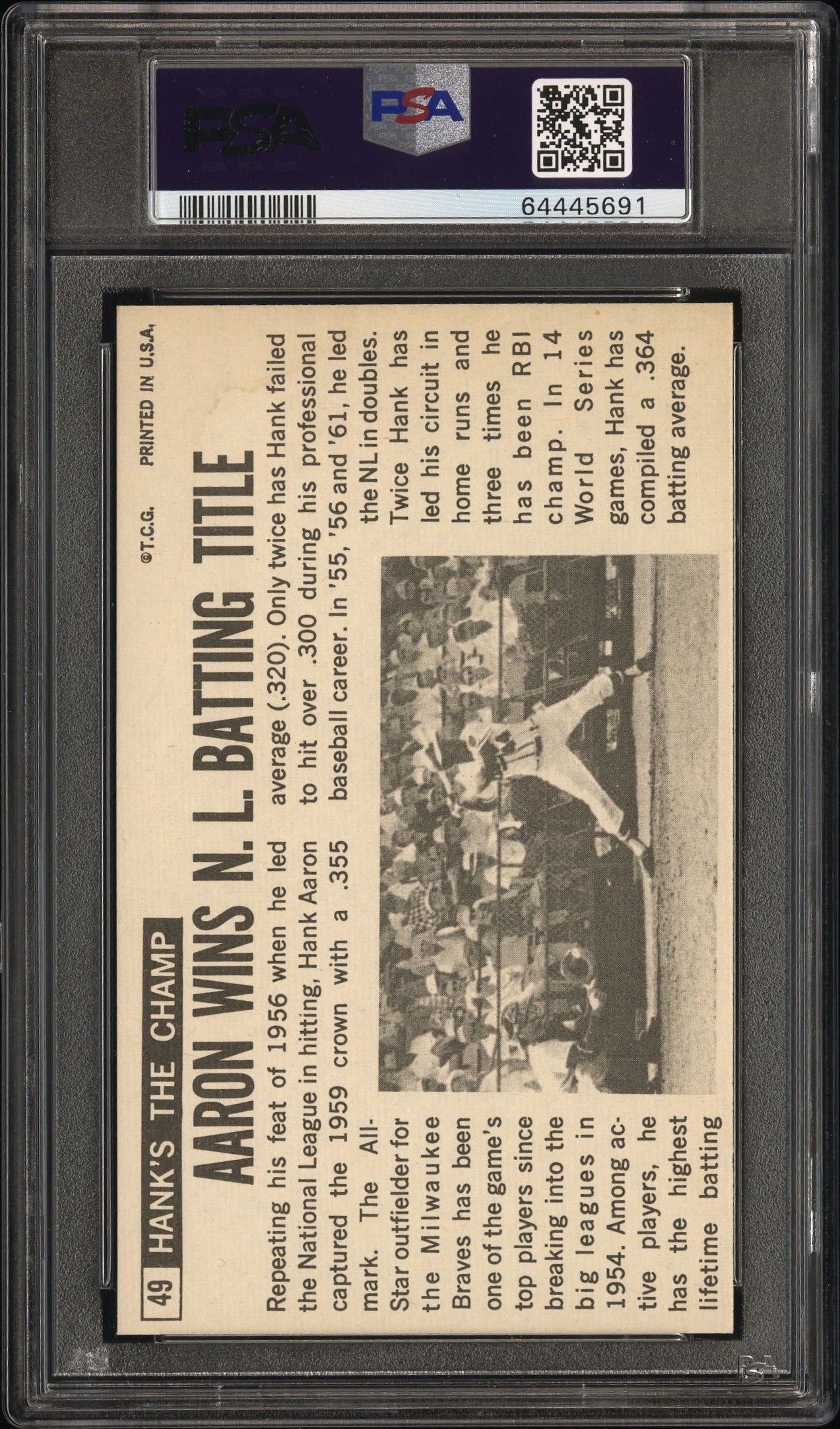 1964 Topps Giants Hank Aaron #49 PSA 5