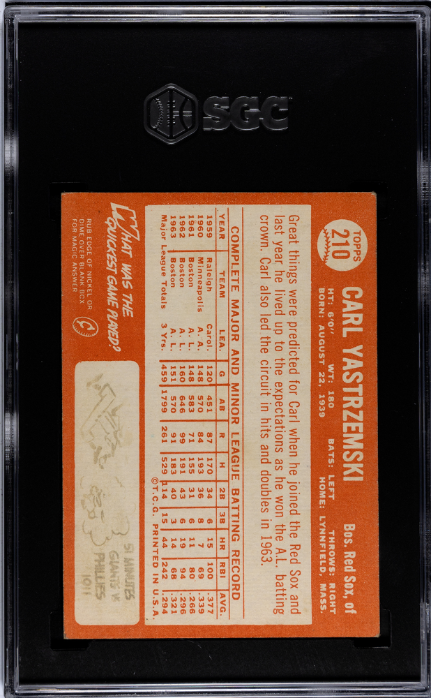 1964 Topps Carl Yastrzemski #210 SGC 5.5